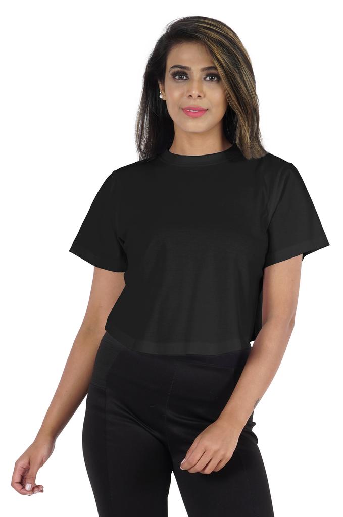 Inkmeso Short Sleeve Casual Cropped Tee For Womens Solid Crew Neck Crop Top