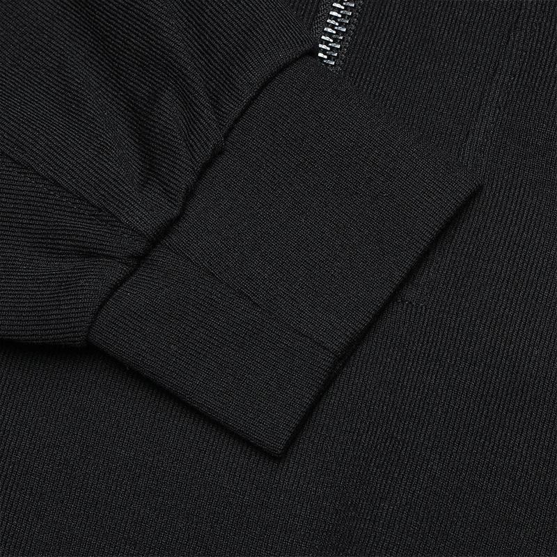 Fila Milano Italian Luxury Sports Collection Однотонный Повседневный Универсальный Свитшот-поло на молнии до половины Женский свитшот Черный F11W515212F-BK