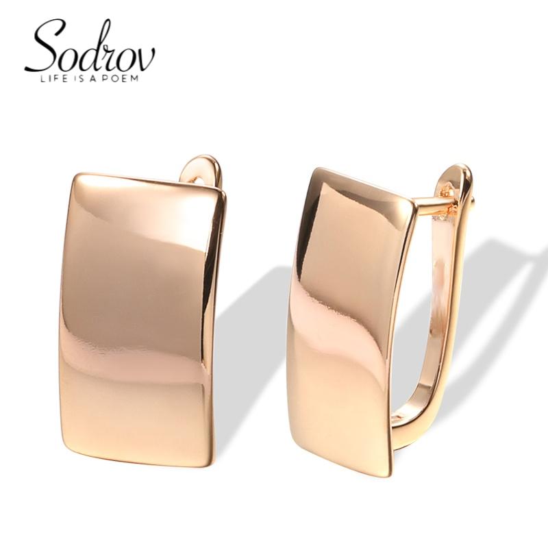 Модные глянцевые висячие серьги цвета розового золота простые квадратные серьги для женщин