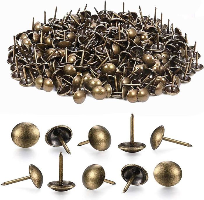 500 Clous de tapissier décoratifs bronze - Tête Ø11 mm, longueur 17 mm, métal pour meubles et DIY