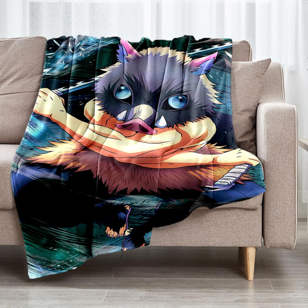 Demon Slayer Theme Printed Blanket - Perfect for Couch, Bed, Travel & Outdoor Use | Machine Washable, Cozy & Durable.