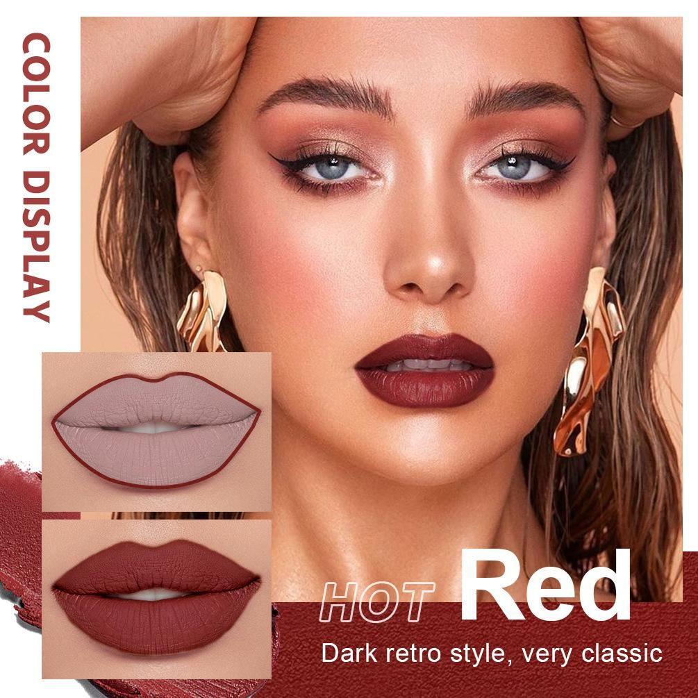 Non-stick Cup Non-fading Lip Glaze + Lip Modification Lip Liner Set with Long-lasting Color and Non-smearing Makeup