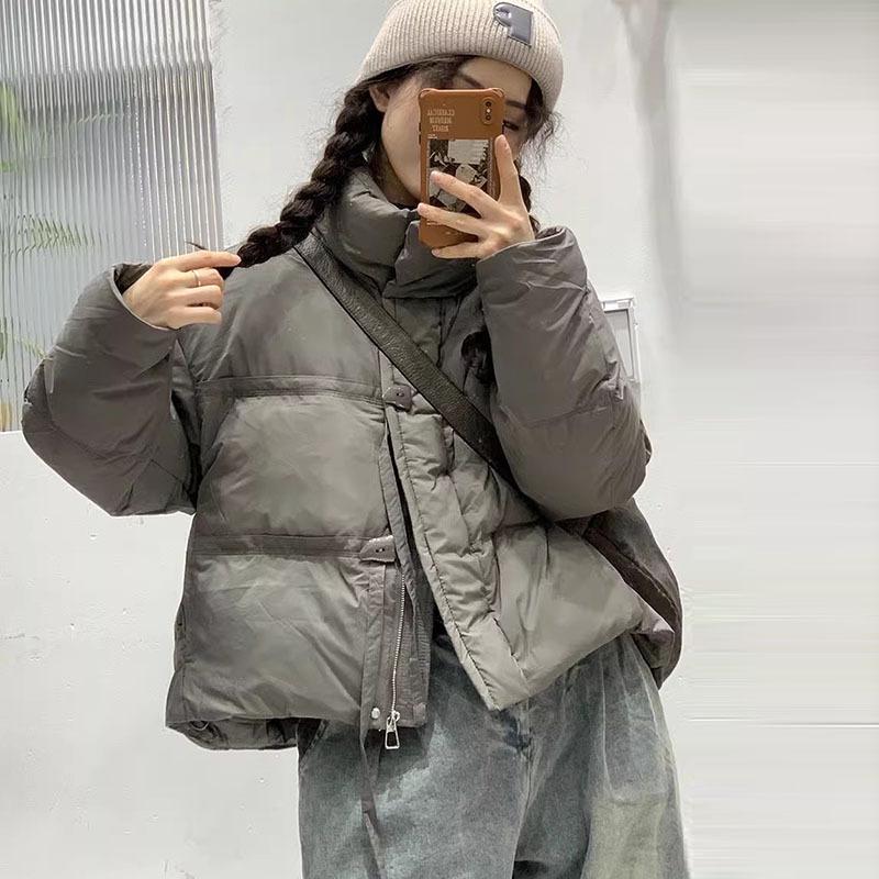 Угловая пряжка пуховик женский короткий 2024 зимняя мода воротник-стойка дизайн sense сладкий воротник-стойка куртка хлеб прилив