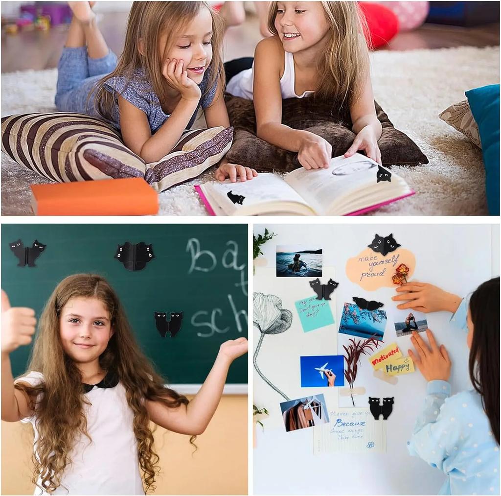 6/12cs Black Cat Cute Bookmarks Gift Magnetic Bookmarks Folded Bookmark Holder Cat Lover Gifts,and Students Teachers School