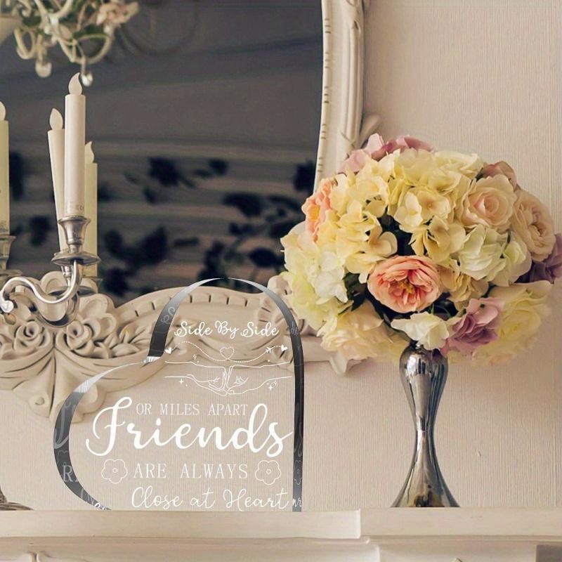 "Side by Side or Miles Apart" Friendship Keepsake - Floral Acrylic Gift for Best Friends