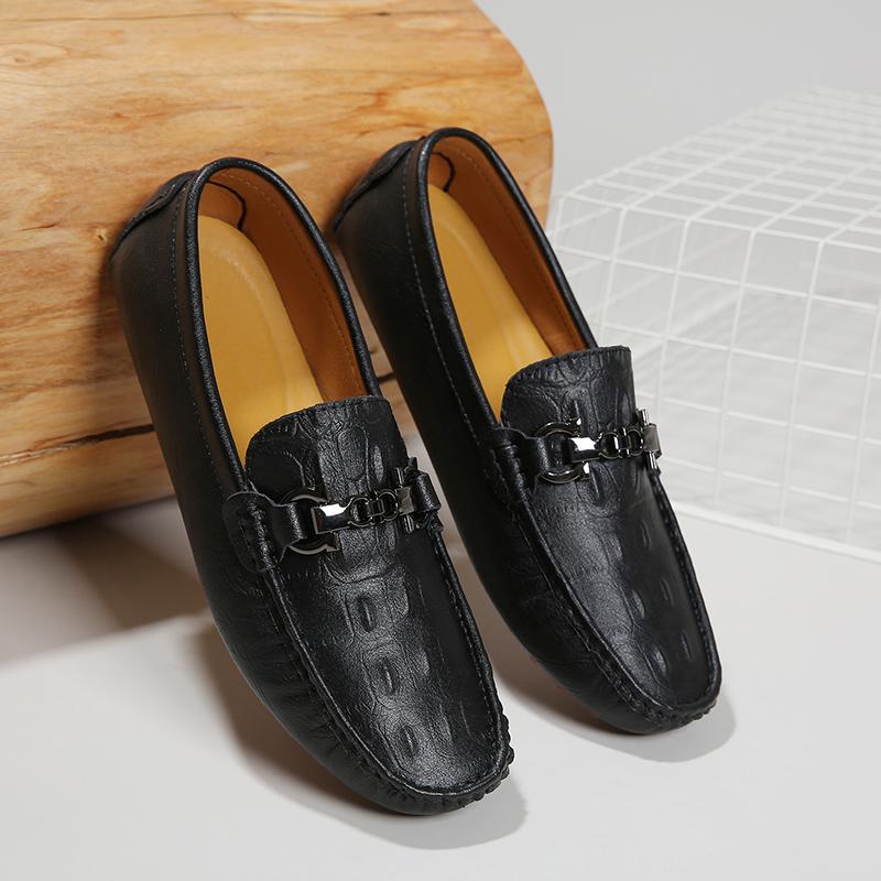 Fashion Stylish Style Men Casual Shoes Comfortable Loafers Crocodile Pattern Male Slip On Flats Leisure Walk Man Moccasins Driving Shoes
