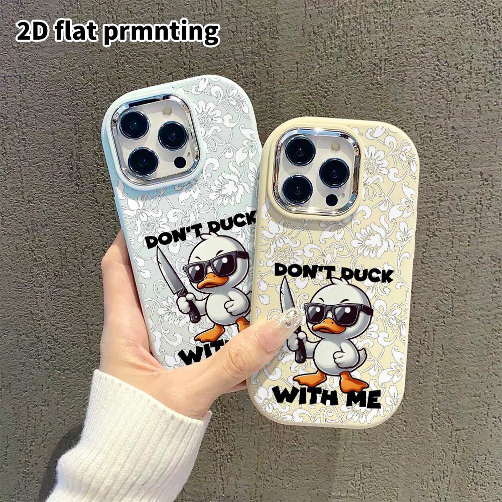 Phone Case: 2D flat design suitable for iPhone 18 17 16 15 14 13 Pro protective case, couple style, Knife Duck, Christmas and Halloween gifts