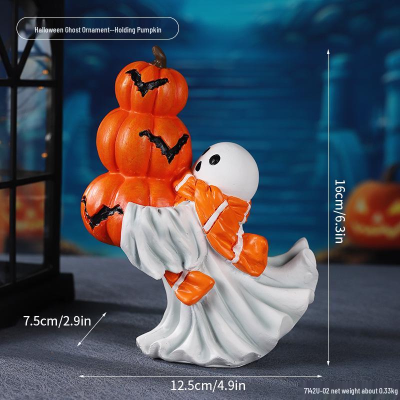 Cross-Border Halloween Skull Resin Ornament - Ghost Festival Decoration for Desktop and Entrance