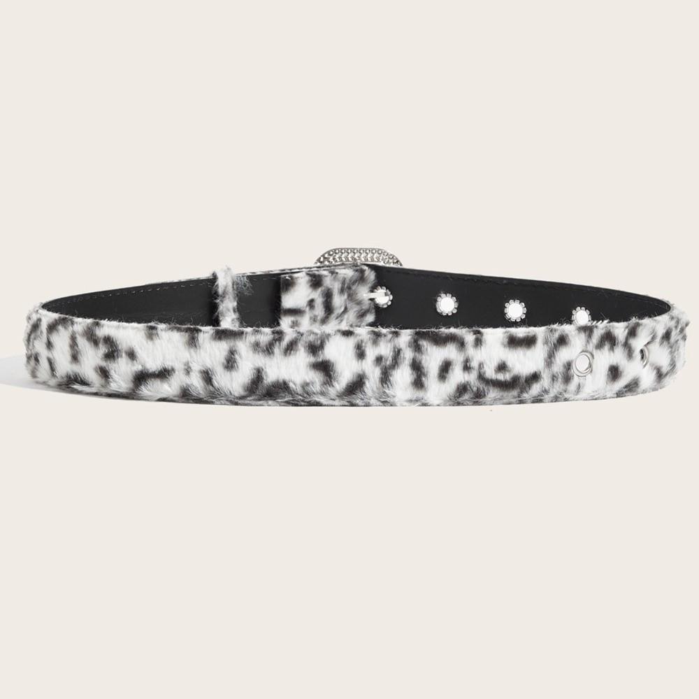 Pink Plush Women's Belt Leopard Print Waist Belt Fashion Pin Buckle Waistband Jeans Accessories