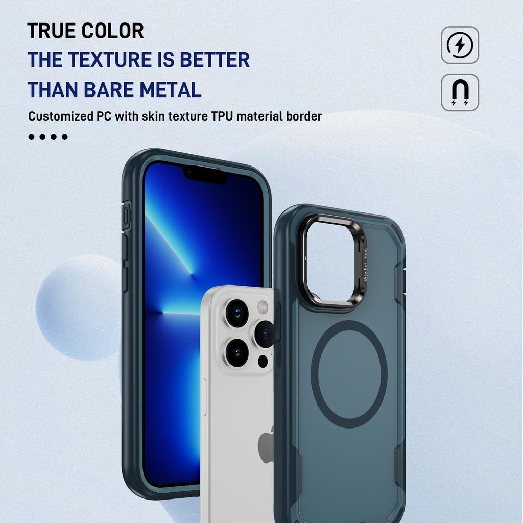 For iPhone 13 Pro Max Case Compatible with MagSafe Lens Frame Kickstand TPU+PC Shockproof Phone Cover