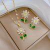 7 Style Classic Gold Plated Botanical Sunflower Pendant Necklace Earrings Zircon Set New Trend Women Casual Party Zircon Gift