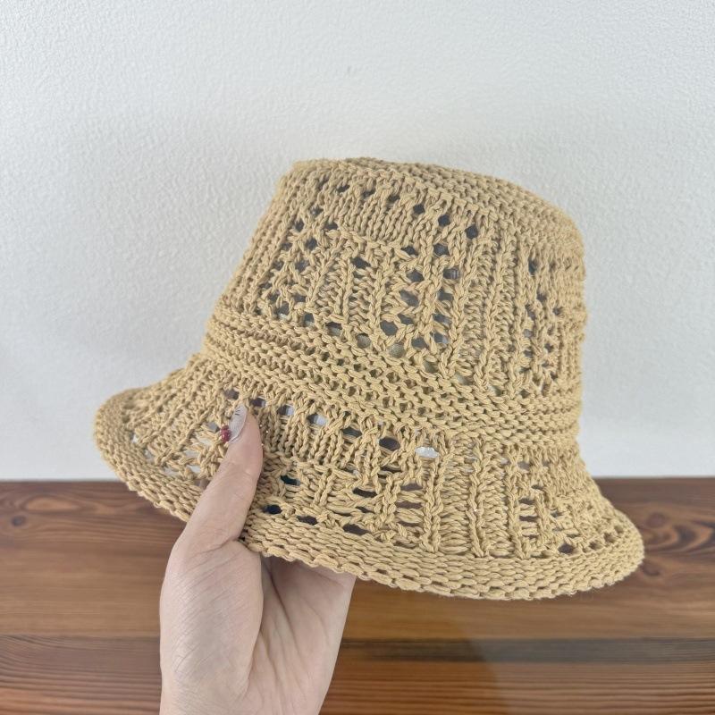Женская соломенная шляпа, дышащая, с выемками, для летнего отдыха на море, защита от солнца и солнцезащитная шляпа, вязаная рыбацкая шляпа