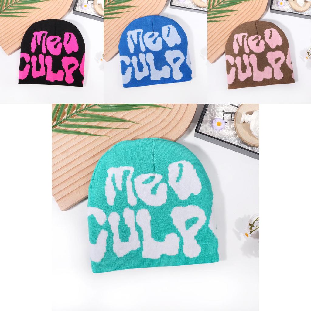 Hip Hop Letter Y2k Beanie Hat With Warm Acrylic Fabric For Streetwear And Fall Outdoor Activities