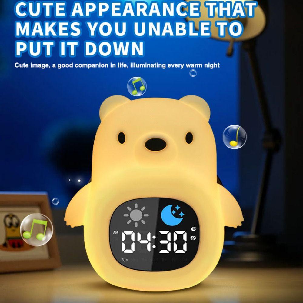 Animal-Shape Alarm Clock Light Adjustable Cute Sleep Training Clock Small Ornaments Pat Control Touch Night Light Toddler