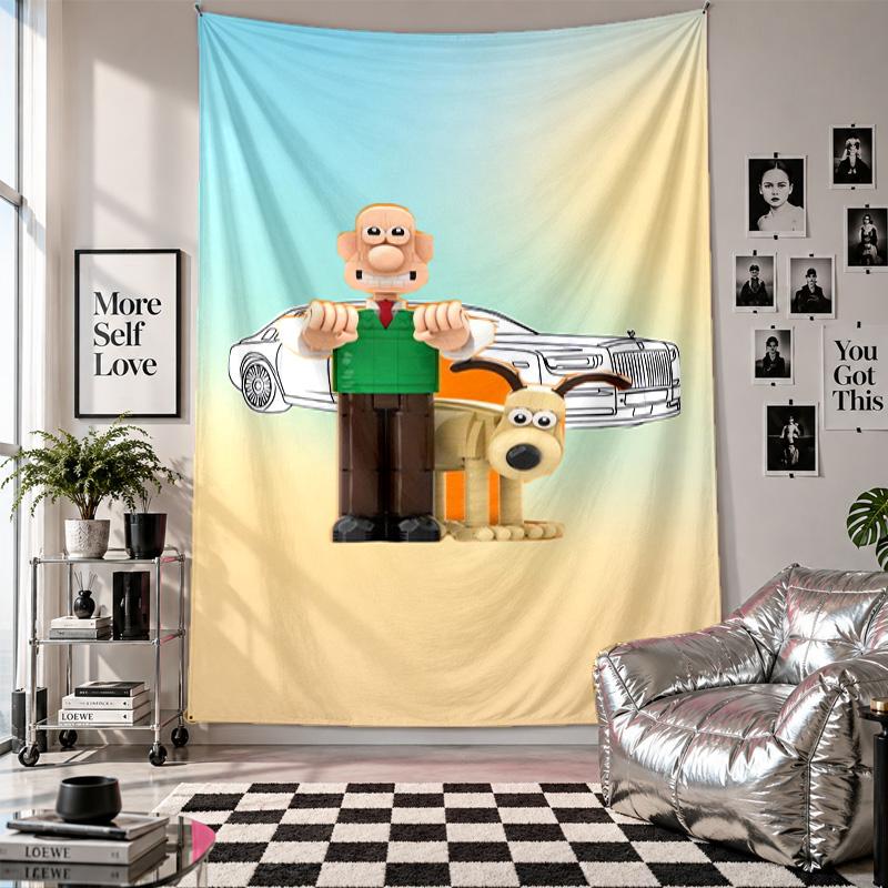 Wall TapestryWallace & Gromit Art Hanging Cloth Decorative Background Cover for Room Decoration