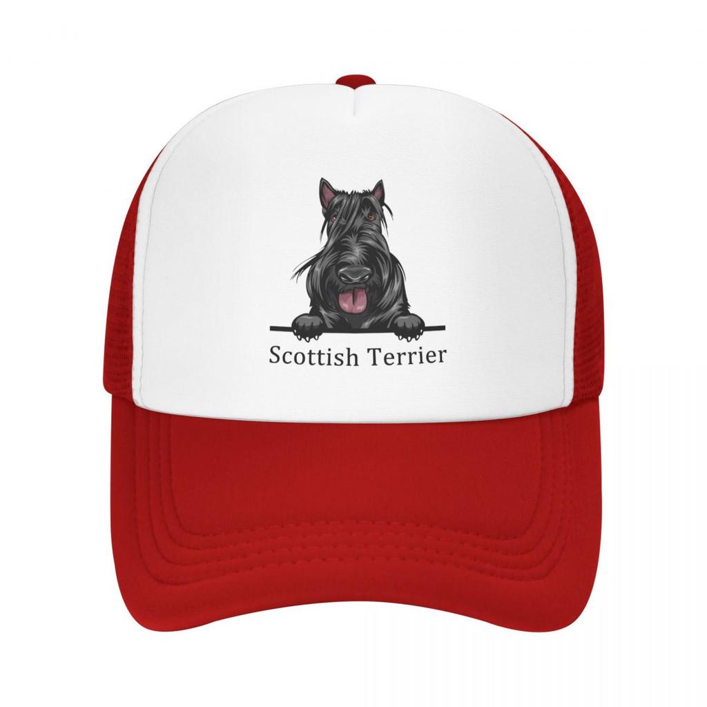 Punk Unisex Peeking Dog Scottish Terrier Trucker Hat Adult Pet Animal Adjustable Baseball Cap for Unisex WoUnisex Sports Snapback Caps