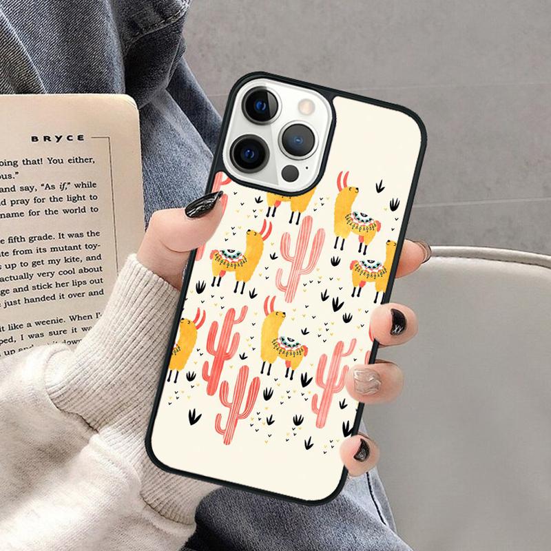 Милый Кавайный Чехол для Телефона с Ламой и Альпакой для iPhone 17 Air 16 16e 15 Plus для Apple 13 11 12 14 Pro Max Cover coque Shell