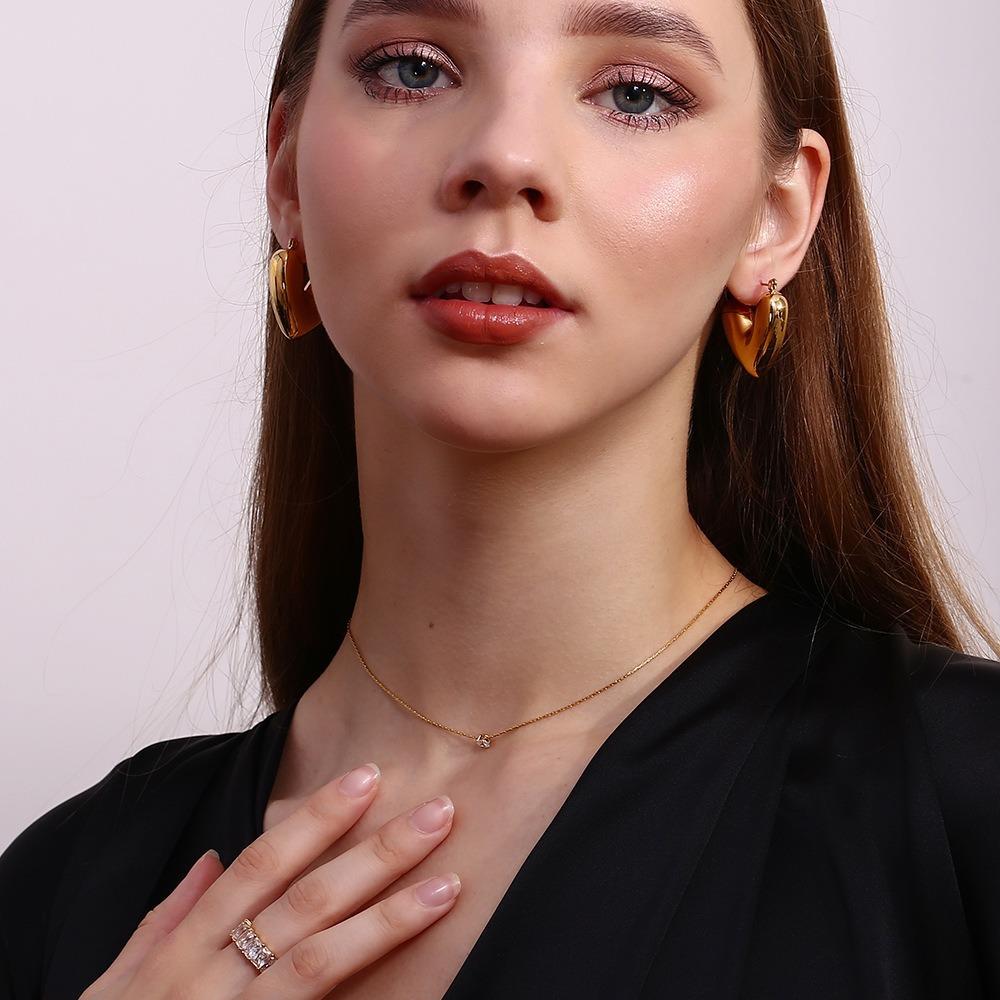 Fine Woven Chain Mini Cubic Zircon Stone Pendant Necklace 316L Stainless Steel Necklace 18K Gold Plated Accessories