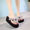 Slippers Women's Summer Fashion Outer Wear Thick-soled High-heeled Sandals Women's Beach Non-slip Flower Slope Flip-flops