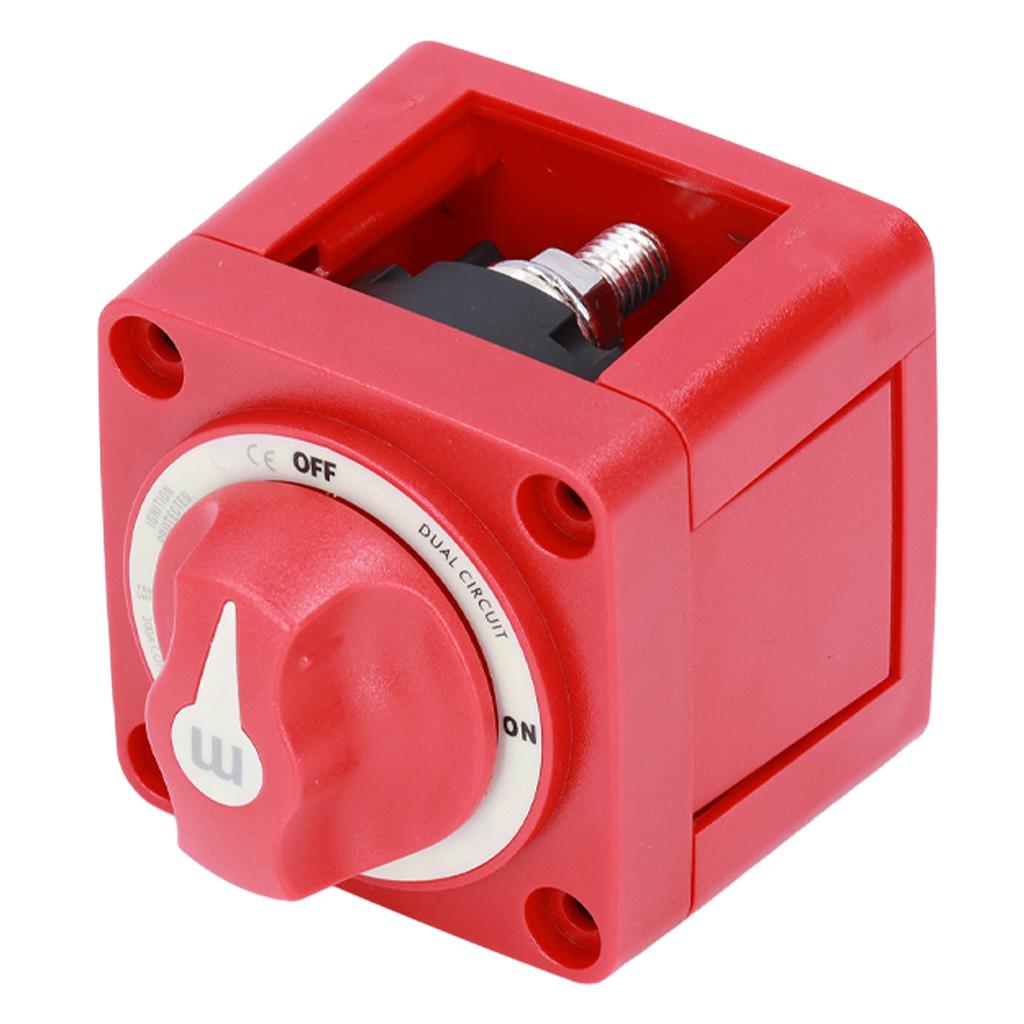 300A Battery Knob Switch Dual Circuit 4 Wires Ignition Protection Removable IP66 Waterproof for Yachts RVs