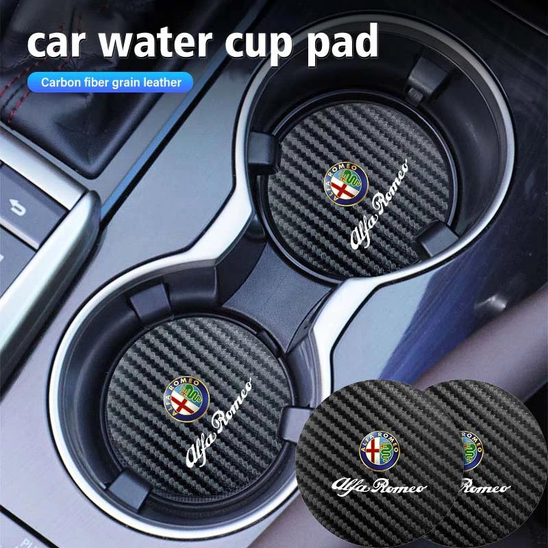 KQORV1 Carbon Fiber Car Coaster Water Cup Mat Drink Anti-slip Pad For Alfa Romeo Giulietta GT 159 147 156 Mito Brera Giulia Spider F1