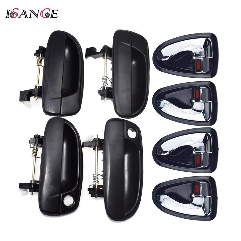 8pcs For Hyundai Accent 1.5L 1.6L 2000-2006 Outside & ide Door Handle Front Rear Left Right Driver Passenger Black / Chrome