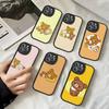 Мультяшный чехол для телефона с мишкой Рилаккума для iPhone 16 15 14 13 12 11 Pro Max Plus Ударопрочный кожаный чехол