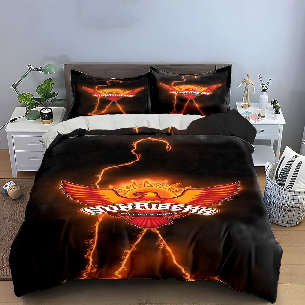 "Sunrisers Hyderabad Fiery Logo Design" Print Bedding Set Duvet Cover Pillowcases (1* Duvet Cover 2* Pillowcases Do Not Include Comforter)