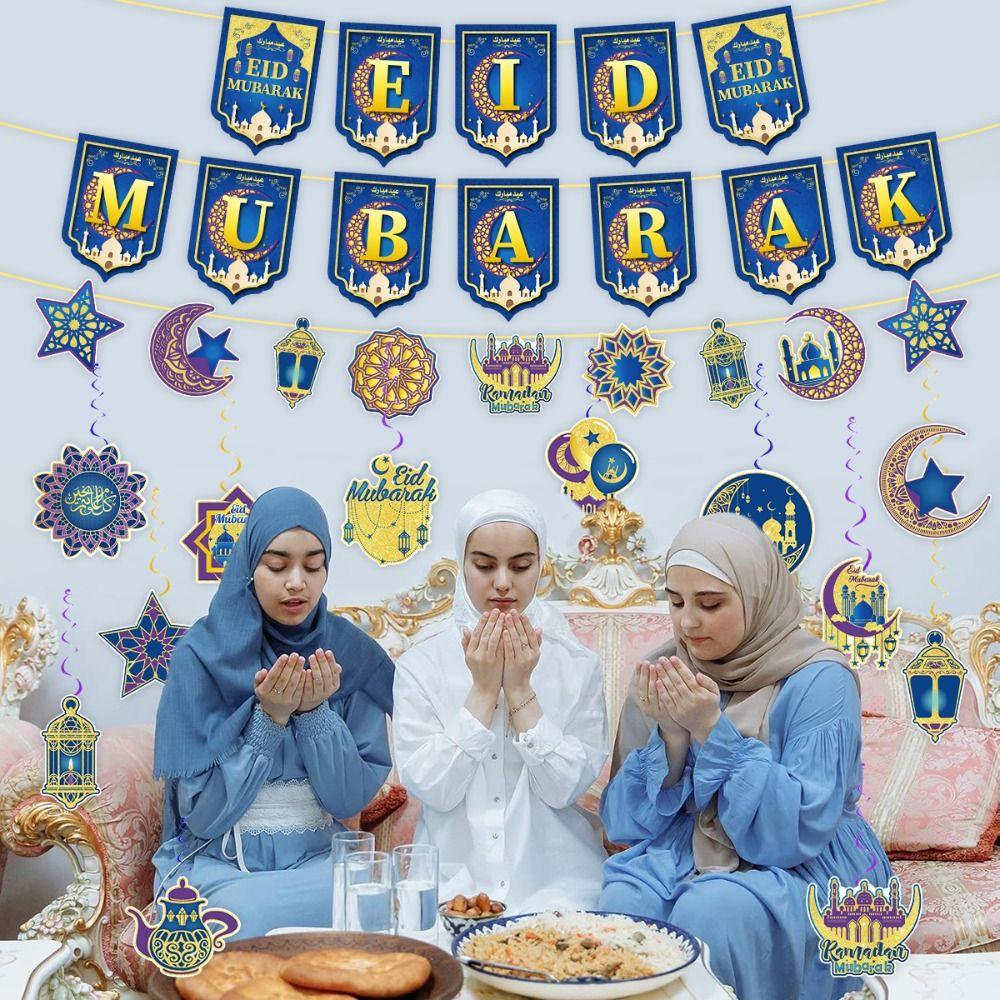 Bunting Decorations Eid al-Fitr Paper Bunting Ramadan Hanging Ornament  Islamic Decoration