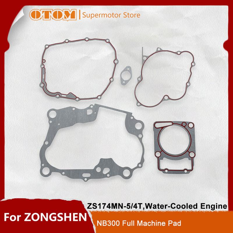 OTOM Motorcycle Engine Gasket Kits Cylinder Crankcase Ignition Clutch Cover Pad For ZONGSHEN NB300 ZS174MN-5 4-stroke Dirt Bikes