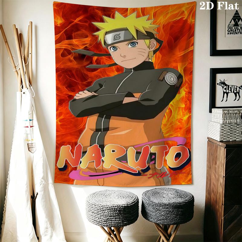 Naruto Fire Determination Wall Tapestry Aesthetic Wall Hanging Printed Fabric Blanket Decorative Tapestries For Bedroom Living Room Home Decor