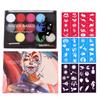 Face Paint Kit, 15 Color Face Painting Palette with 2 Brushes 32 Stencils, Washable Face Paints Safe Body Paint for Adults Kids Halloween Party