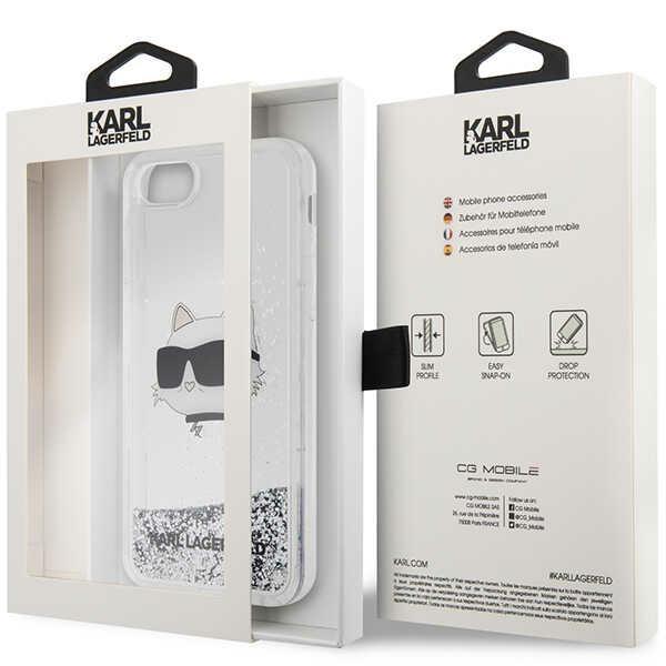 Etui do iPhone 7 Karl Lagerfeld Glitter Choupette Head Srebrne