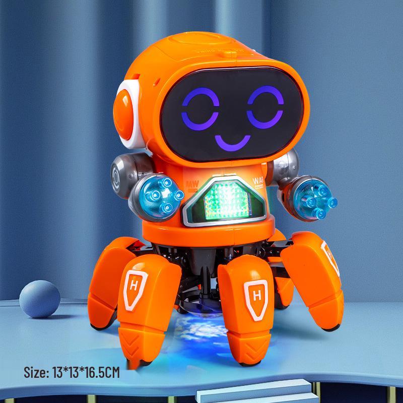 Dancing and Singing LED Six-Claw Robot Toy with Sound Effects