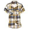2023 Men's Plaid Casual Short Sleeve Shirt with Double Pockets - Summer Fashion, Large Size