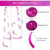 Fumwase 30 PCS Party Swirl Decorations Hot Pink Shinny Foil Hanging Swirl Decorations with Double-Swirls and Single-Swirls Plastic Streamer for