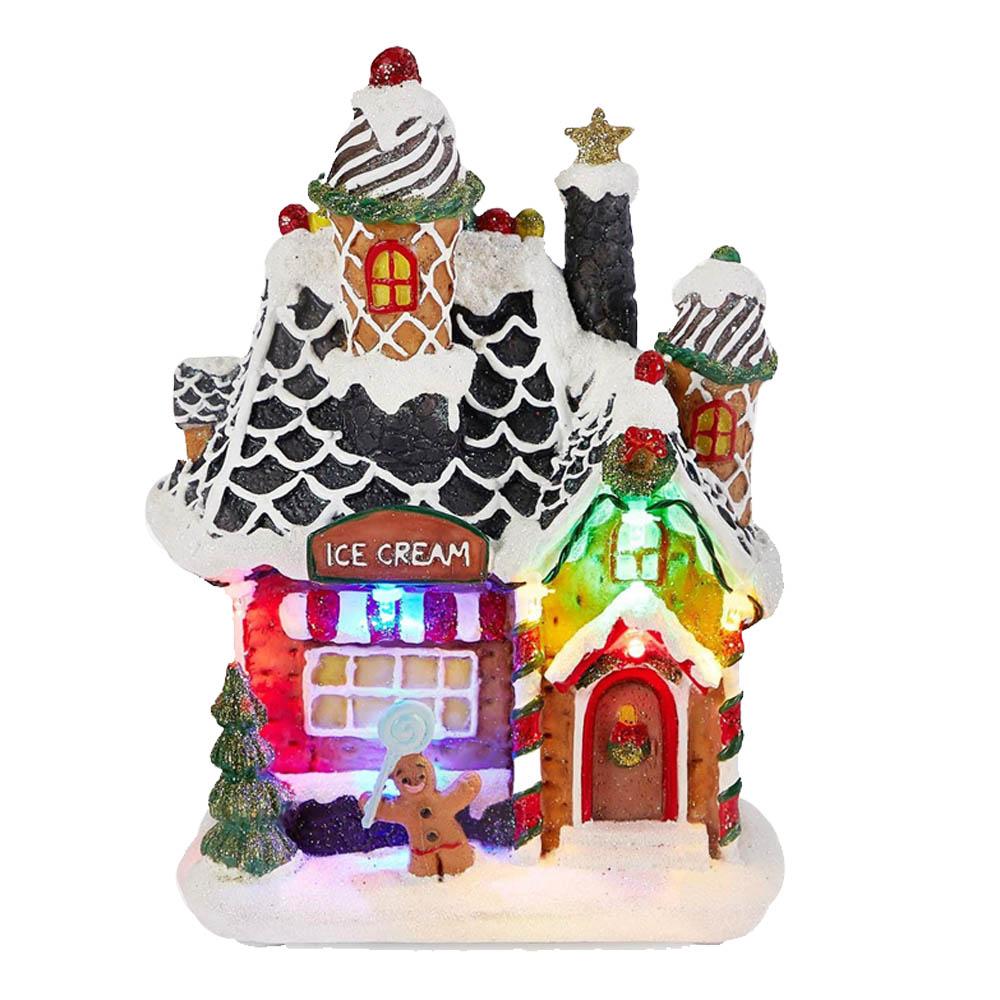 Светодиодная подсветка Рождественский Пряничный домик Деревня Мороженое Коллекционные Строительные Фигурки Домашний Декор Камина Праздничный Подарок