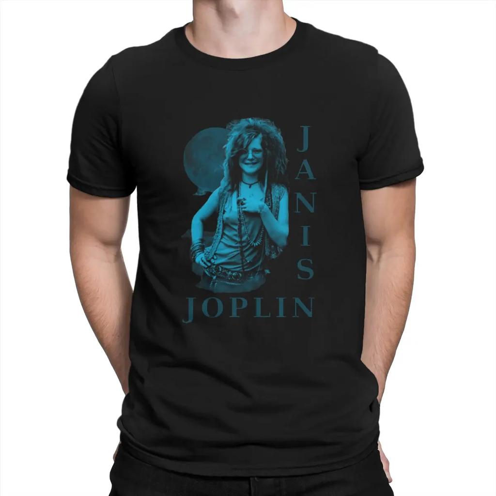Новая футболка Janis Joplin для мужчин Американские рок-музыканты 1970-х Круглый вырез Хлопковая футболка