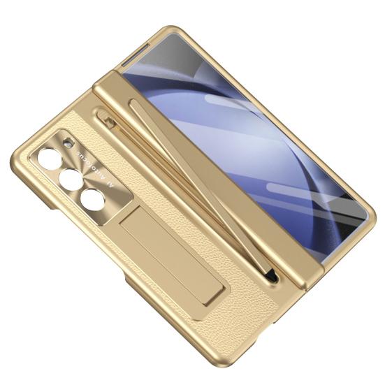 Yousheng Чехол для телефона Samsung Z Fold 6 PC Shell со слотом для стилуса, пружинным шарниром для защиты и встроенной подставкой, полноразмерный чехол с закаленным стеклом