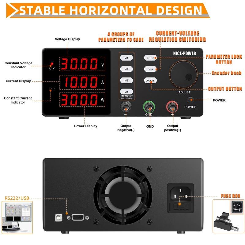 Новый программируемый лабораторный источник питания постоянного тока ЕС, регулируемый, 30 В, 10 А, 5 А, настольный источник питания, 4 комплекта функций хранения
