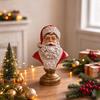 Solid Resin Christmas Decor Santa Claus Bust Statue, Head with Vintage Golden Artistic Statue for Holiday Display Base, Tabletop Figurine, Mantel
