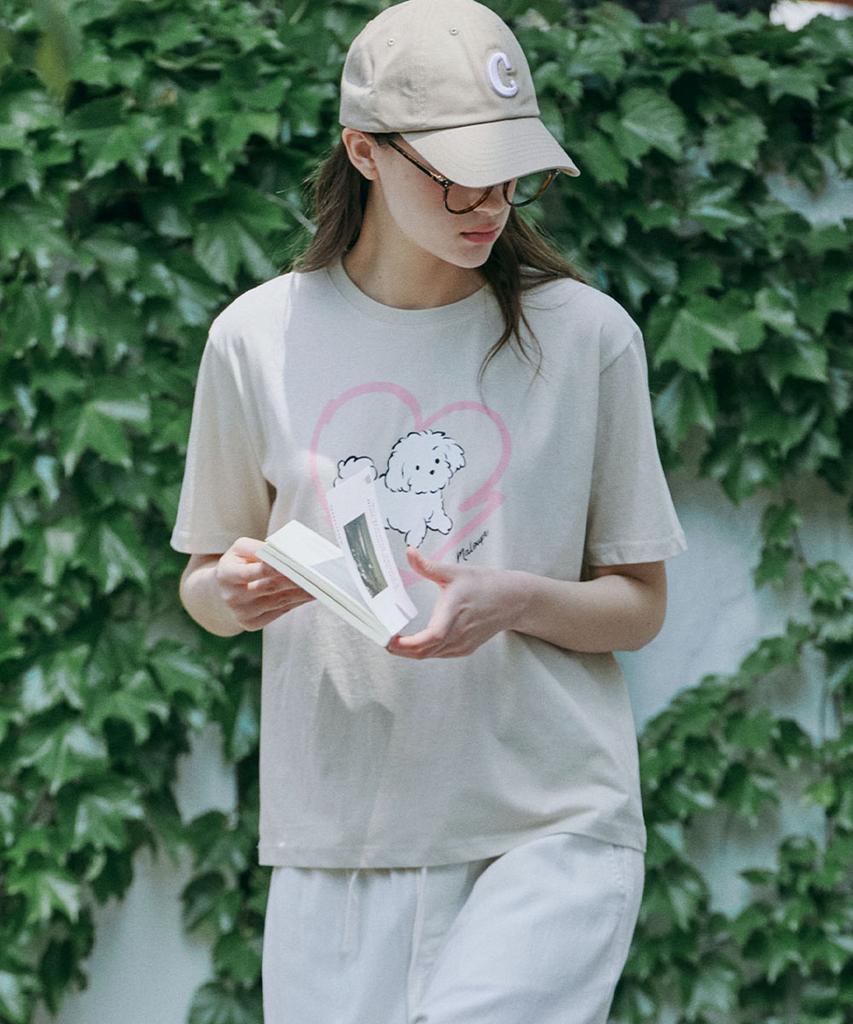 MALOUPE 5220 Puppy Graphic T-Shirt (Beige)