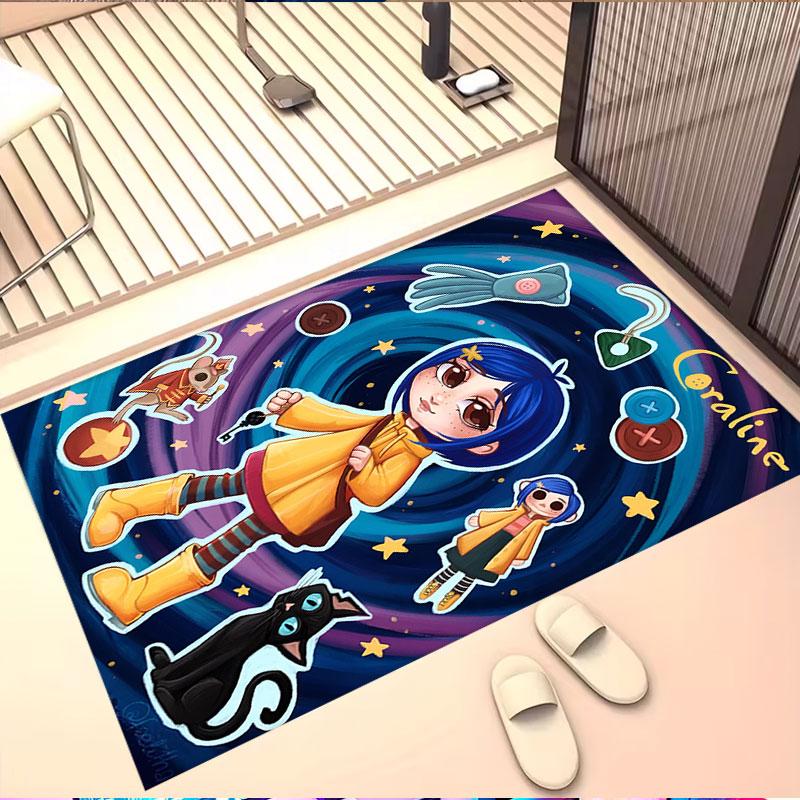Coraline Print Rug, Washable Floor Carpet, For Entryway Dorm Laundry Room Office Study, Home Decor Birthday Christmas Gift
