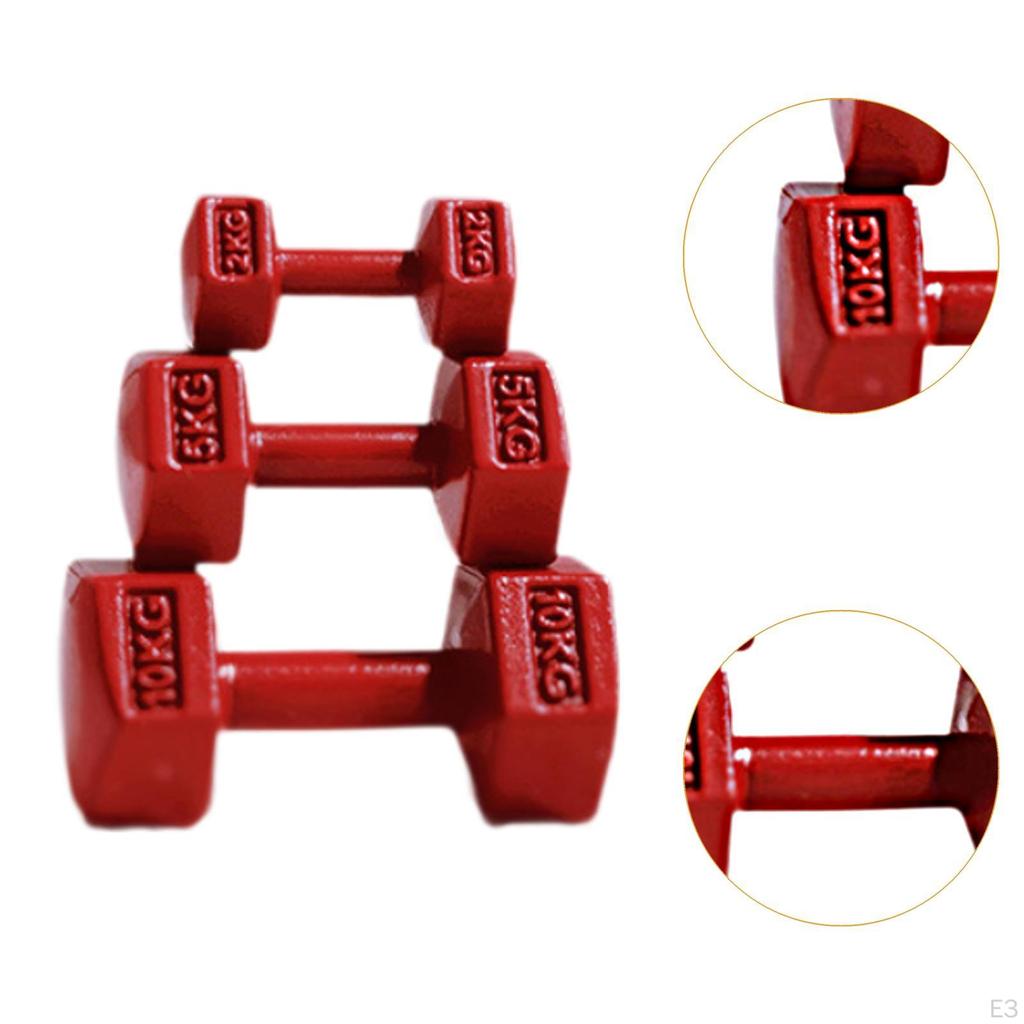 3 Pieces ,Miniature Kettle Bell, Miniature Barbell,Micro Landscape Decor, DIY, Lovely Mini Dumbbells