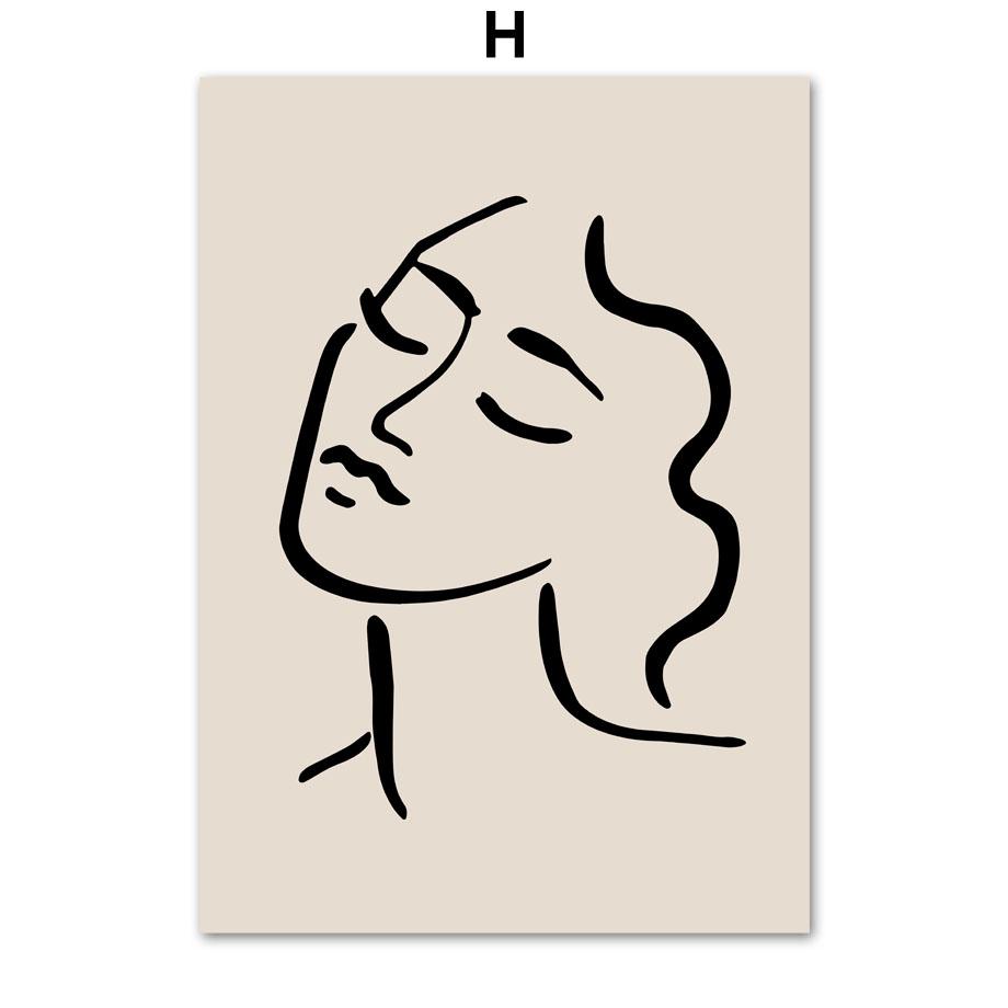 Beach Birds Sea Flower Reed Grass Wall Art Prints Canvas Painting Line Face Nordic Poster Wall Pictures For Living Room Decor