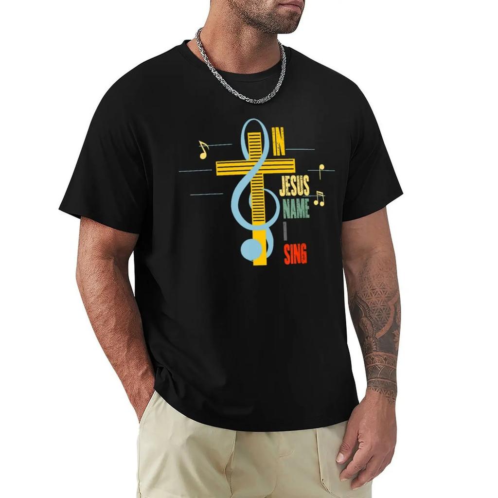 In Jesus Name I Sing Music Note Cross Vintage T-Shirt blacks kawaii clothes tees vintage graphic t-shirts anime