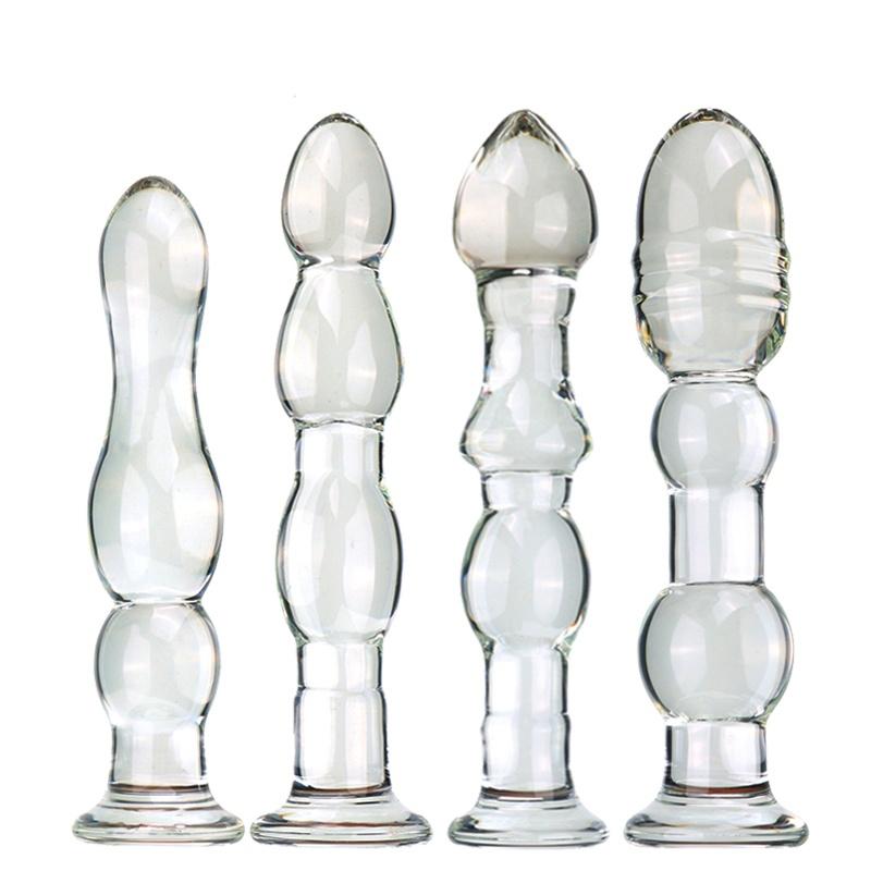 VaHppy Glass анальные пробки Тонкие и длинные Глубокие анальные стягивающие бусины Унисекс Гей Секс-игрушки Дилдо Мастурбаторы SM