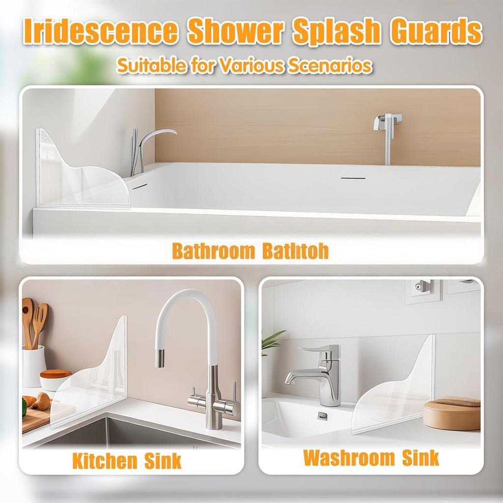 Комплект защиты от брызг для душа, водонепроницаемый, простая установка, большие бортики для ванны, самоклеящиеся угловые бортики для душа, чтобы удержать воду в душе или ванне