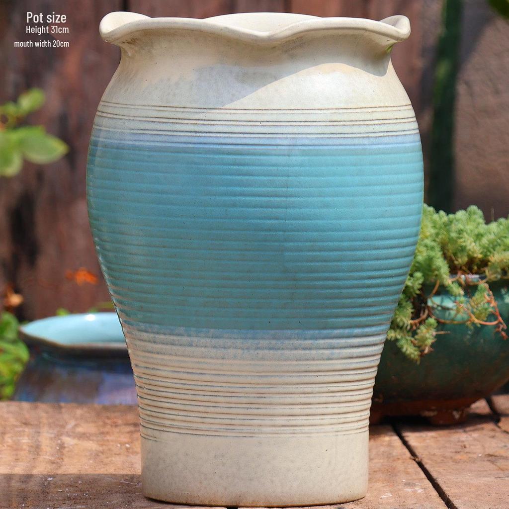 Большой керамический горшок ручной работы для суккулентов и орхидей - Дышащий, Грубозернистый глиняный горшок для бонсай