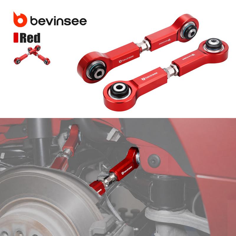 BEVINSEE Billet Adjustable Rear Guide Rod Arms With Monoball For BMW E90/E91/E92/E93 E81/E82/E87/E88 X1 E84, Replace 33326782237